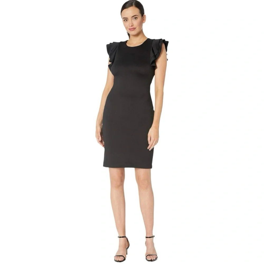 Tommy Hilfiger Women’s Flutter Sleeves Scuba Dress 10 - Picture 1 of 14